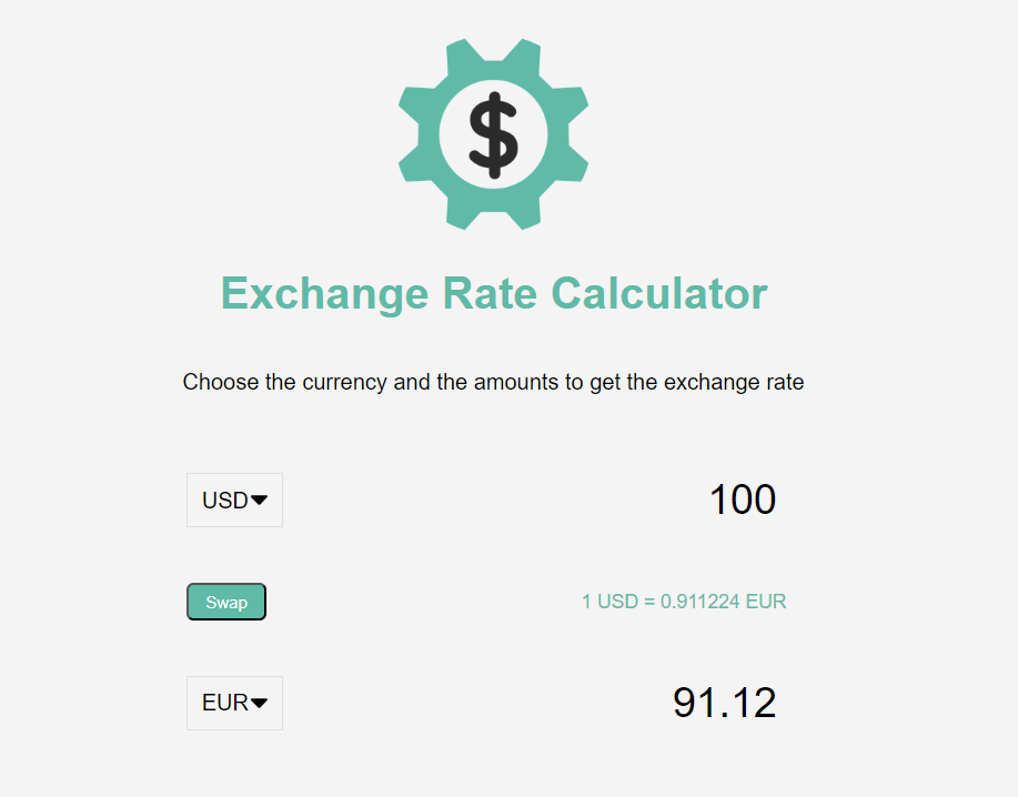 Exchange Rate Calculator Screenshot